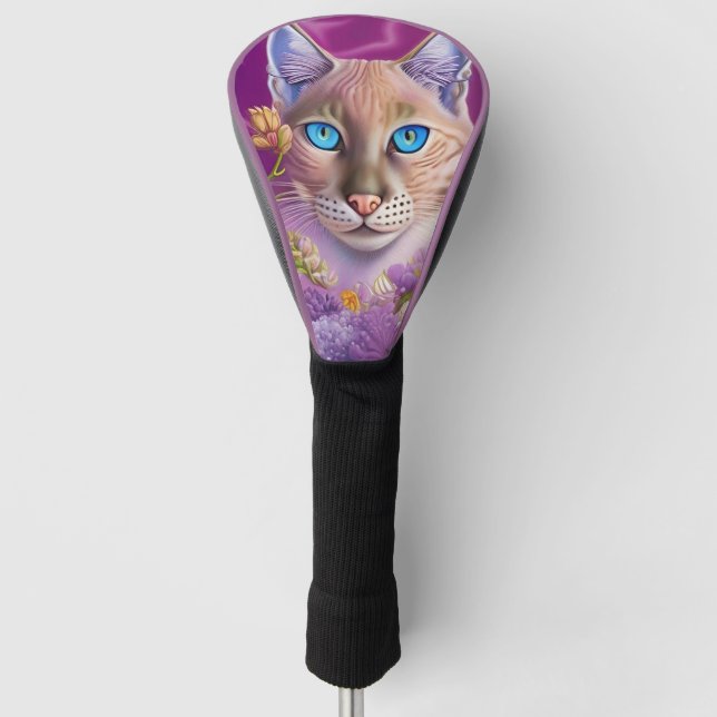 Lilac Lynx Point Siamese cat lila Golf Headcover (Vorderseite)