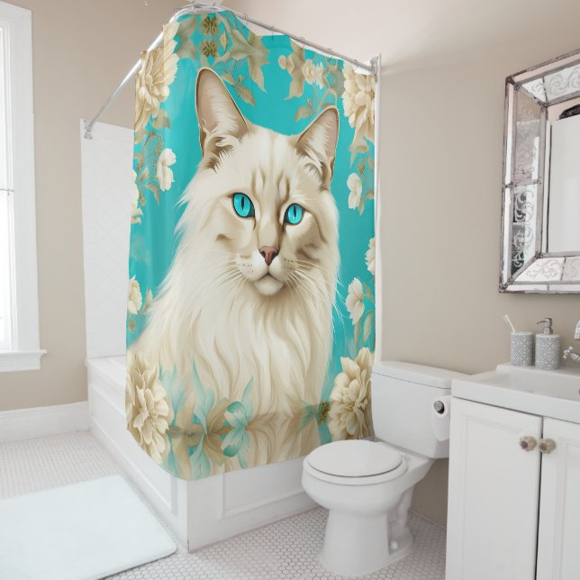 Lilac Lynx Point Siamese Portrait Art Duschvorhang (Beispiel)
