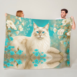 Lilac Lynx Point Siamese Portrait Art Fleecedecke
