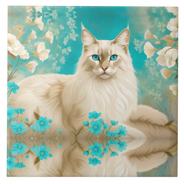 Lilac Lynx Point Siamese Portrait Art Fliese (Vorderseite)