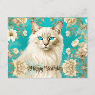 Lilac Lynx Point Siamese Portrait Art Geburtstag Postkarte