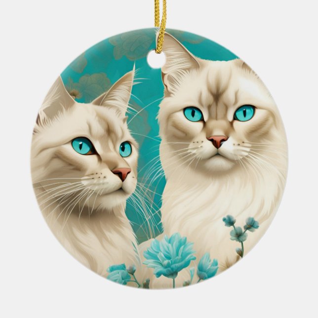 Lilac Lynx Point Siamese Portrait Art Keramik Ornament (Vorne)