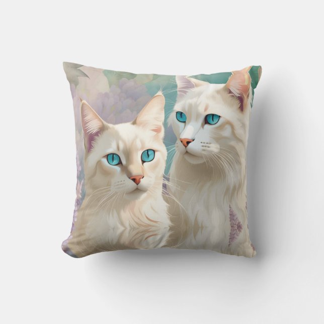 Lilac Lynx Point Siamese Portrait Art Kissen (Vorderseite)
