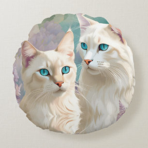 Lilac Lynx Point Siamese Portrait Art Rundes Kissen