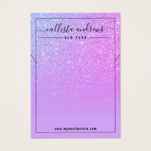 Lilac Magenta Lila Glitzer Necklace Display Card
