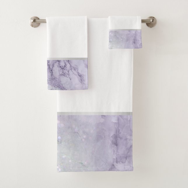 LILAC MARBLE SILVER BADEZIMMER TOWEL SET (Insitu)