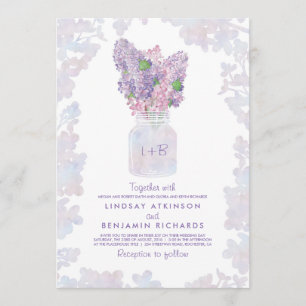 Lilac Mason  Florenwasserfarbe Rustikale Hochzeit Einladung