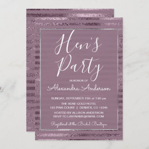 Lilac Metallic Foil Modern Hen's Party Einladung