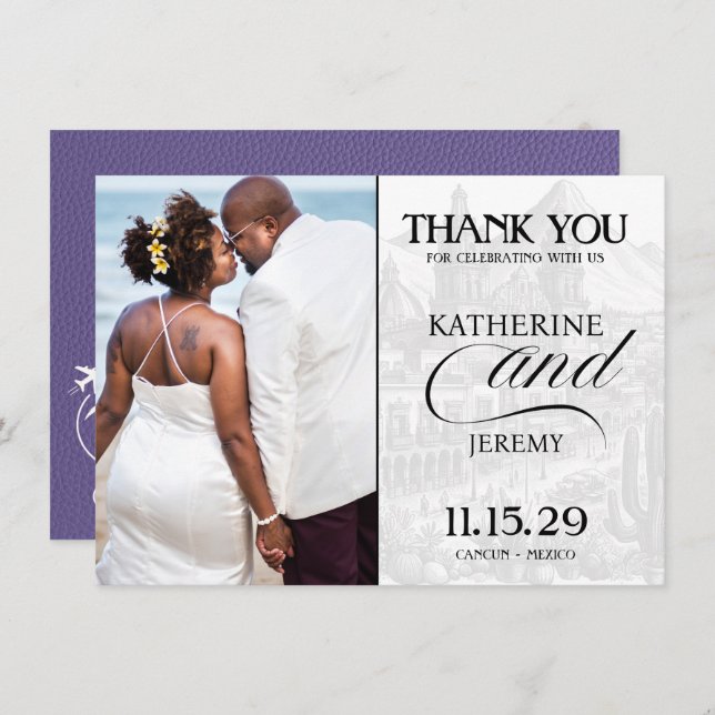 Lilac Mexico Passport Dankeskarte (Vorne/Hinten)