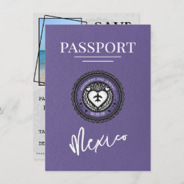 Lilac Mexico Passport Save the Date
