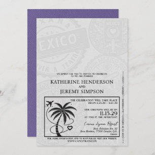Lilac Mexico Passport Wedding Einladung