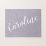 Lilac Minimalistisch Calligraphy Personalisiert Na Puzzle<br><div class="desc">Dusty Lilac Minimalistisch Calligrafy Personalisiert Name Puzzle</div>
