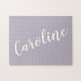 Lilac Minimalistisch Calligraphy Personalisiert Na Puzzle