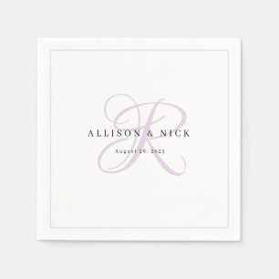 Lilac Minimalistisch Monogram Wedding Serviette