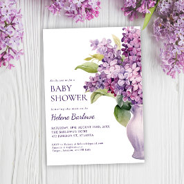 Lilac Modern Elegant Floral Baby Shower Einladung