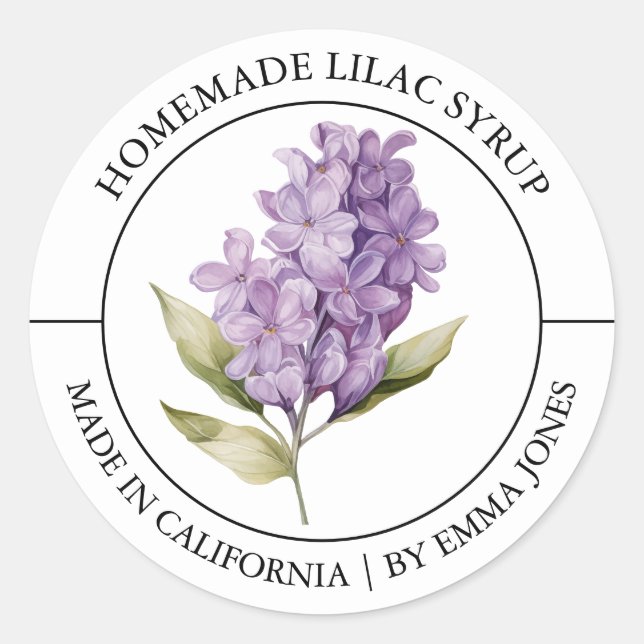 Lilac Modern Label Runder Aufkleber (Vorderseite)