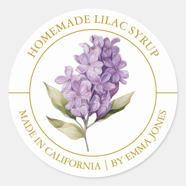 Lilac Modern Label Runder Aufkleber (Vorderseite)