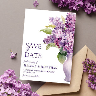 Lilac Moderne Rustikale Hochzeit mit floraler Eleg Save The Date