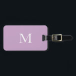 Lilac Monogram Initial Name Template Lila Weiß Gepäckanhänger<br><div class="desc">Mit Monogramm Anfangs- und auch persönliche Daten wie Name,  Adresse,  Telefonnummer und E-Mail,  die Sie bearbeiten können. Mit lila Hintergrund und soliden Texten in weißer Farbe können Sie beide Farben nach Belieben ändern.</div>