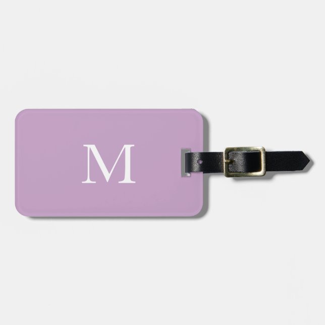 Lilac Monogram Initial Name Template Lila Weiß Gepäckanhänger (Vorderseite horizontal)