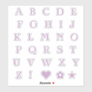 Lilac Monogram Text Letters Alphabet Heart Star Aufkleber