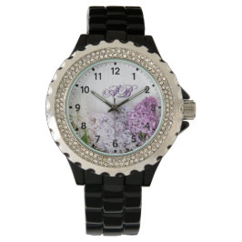 Lilac Monogram Watch | Floral Rhinestone Timepiece Armbanduhr