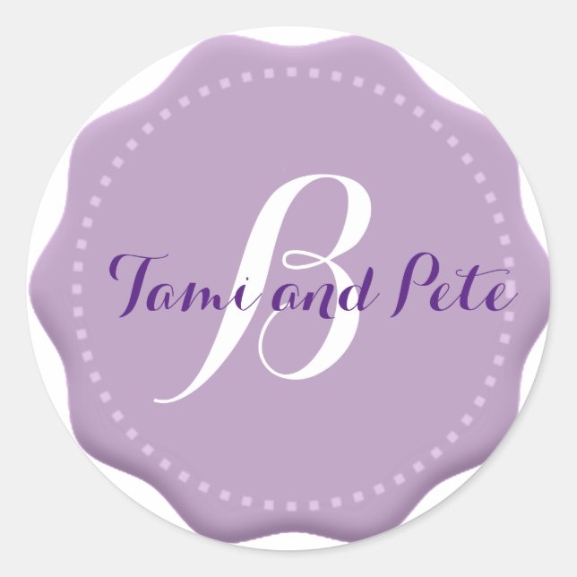 Lilac Monogram Wedding Umschlag Aufkleber Stickers (Vorderseite)