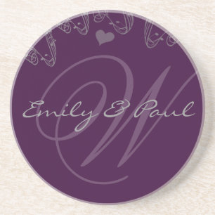 Lilac Musical Monogram Wedding Anniversary Unterse Getränkeuntersetzer