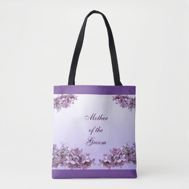 Lilac Mutter der Groom Wedding Tote Tag (Vorderseite)