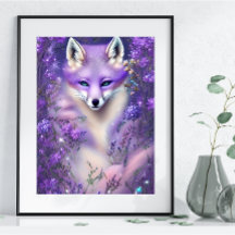 Lilac Mysterious Fox Editable Poster