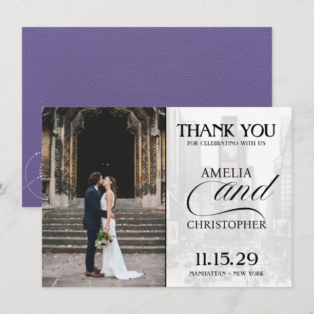 Lilac New York City Passport Dankeskarte (Vorne/Hinten)