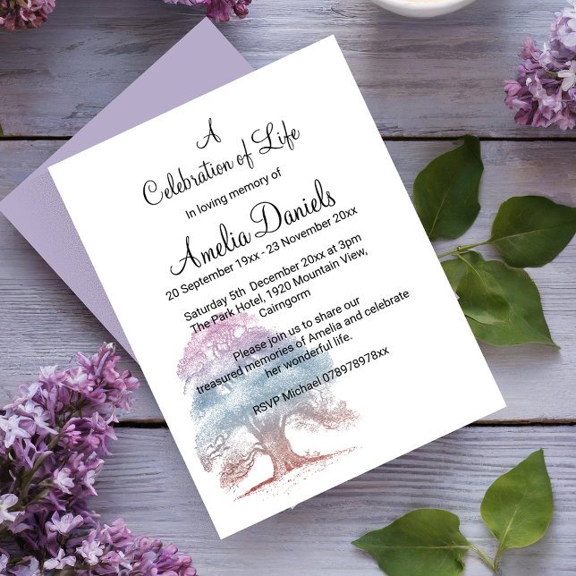 Lilac Oak Tree Celebration of Life Card Einladung (Von Creator hochgeladen)