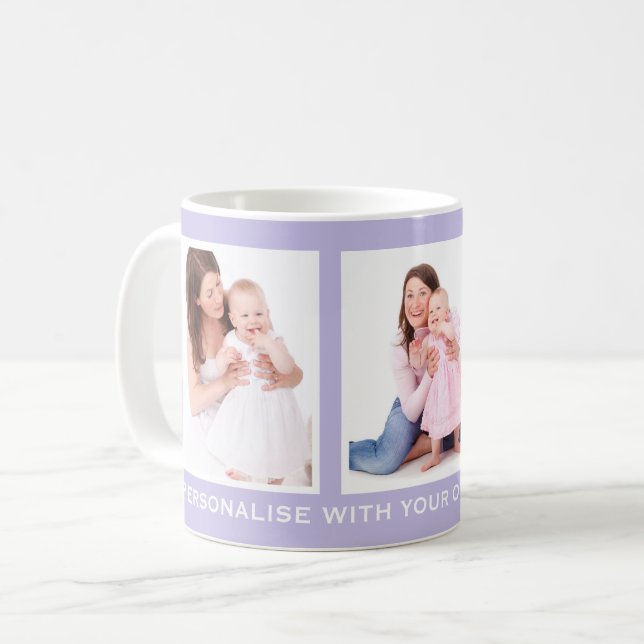 Lilac oder Custom Color 3 Foto Personalisiert Kaffeetasse (Vorderseite Links)