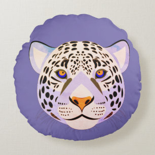 Lilac & Orange Leopard Kopfkissen Rundes Kissen