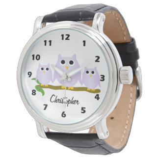 Lilac Owl Design personalisiert Armbanduhr
