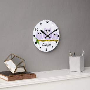 Lilac Owls Design Personalisiert Runde Wanduhr
