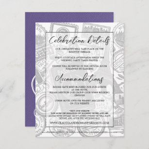 Lilac Paris Passport Wedding Begleitkarte