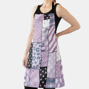 Lilac Patchwork Boho Kitchen Schürze