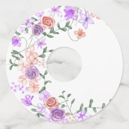 Lilac & Peach Rose Etiketten für Weinglas