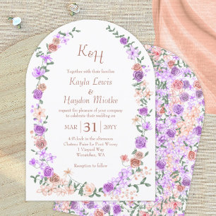 Lilac & Peach Rose Garden Arches Canopy Wedding Einladung