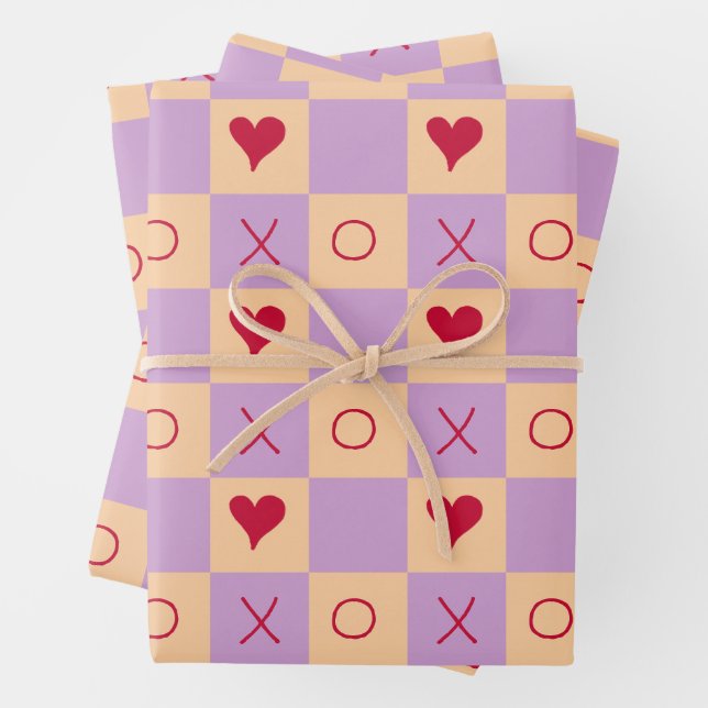 Lilac Peach XO Herz geprüft Geschenkpapier Set (Beispiel)