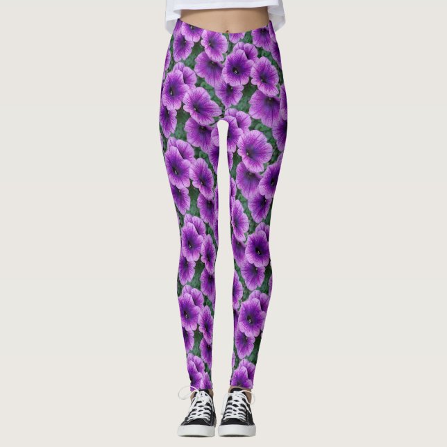 Lilac Petunia Blume Leggings (Vorderseite)