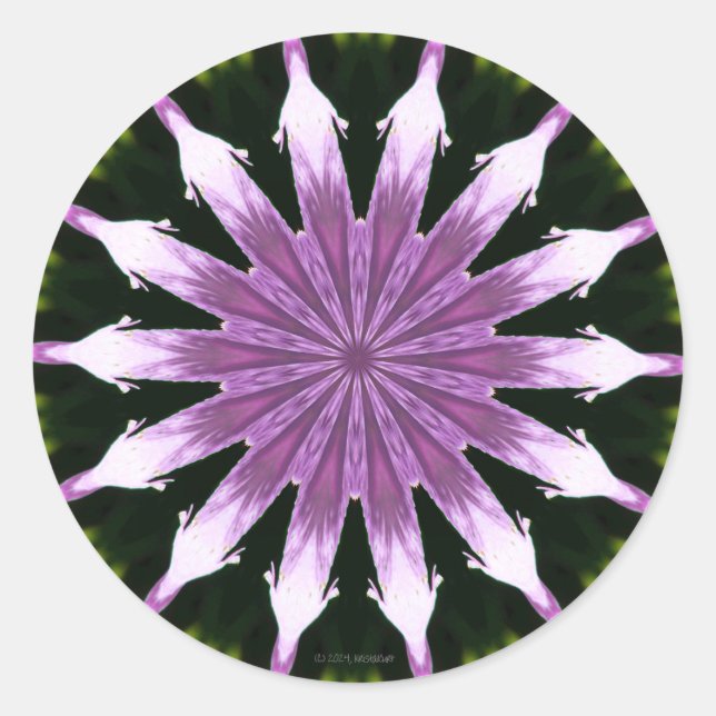 Lilac Petunia Kaleidoscope Classic Round Stickers (Vorderseite)