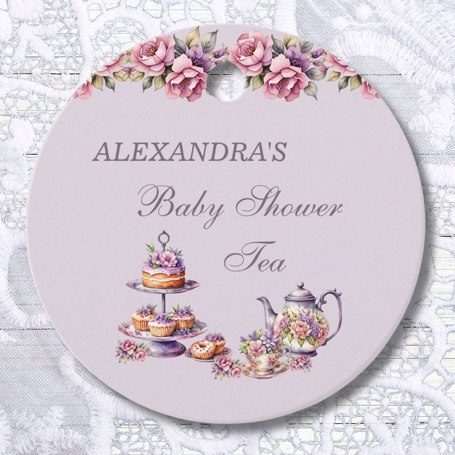Lilac Pink Floral Tea Baby Dusche Vielen Dank Geschenkanhänger (Von Creator hochgeladen)