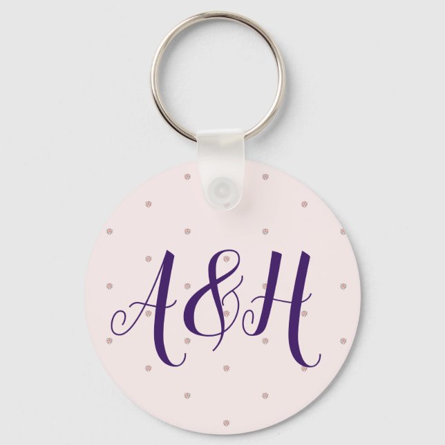 Lilac Pink Girly Modern Name Monogram Template Schlüsselanhänger (Vorderseite)