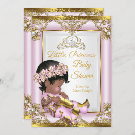Lilac Pink Gold Princess Baby Dusche Ethnisch Einladung
