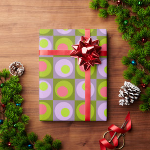 Lilac Pink Green Square Dot Geometric Gemustert W Geschenkpapier