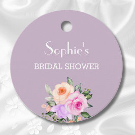 Lilac Pink Roses Brautparty Geschenkanhänger