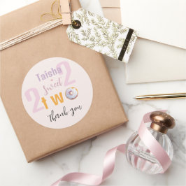Lilac Pink Sprinkle Donut Aquarellbilder Runder Aufkleber