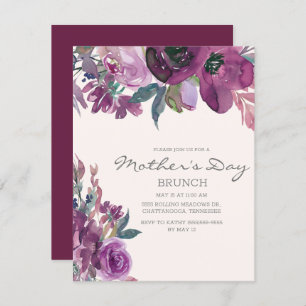 Lilac Plum Purple Floral Script Mother's Day Einladung